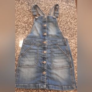 Girls oshkosh jean material button down dress jumper/ overall